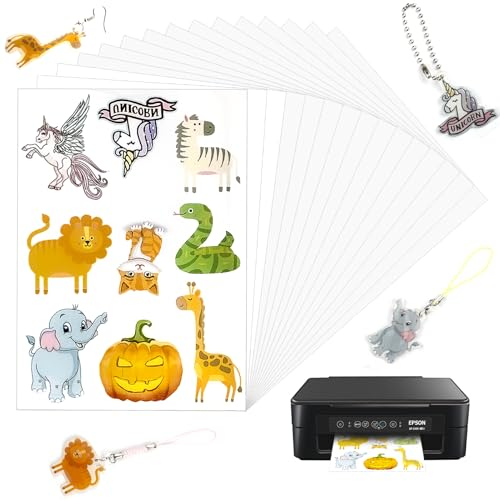 WECUTE 15 Stück Schrumpffolie Bedruckbar A4 Schrumpffolien Transparent und weiß Set (Bedruckbar-15pcs)