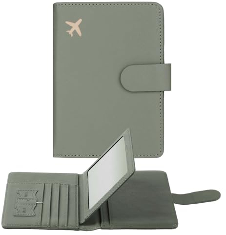 COMNICO Custodia per passaporto, sottile, minimalista, carina, impermeabile, da viaggio, per donne e uomini, per famiglia, contanti, carte d'identità, biglietti da visita, Verde, Taglia unica, Da