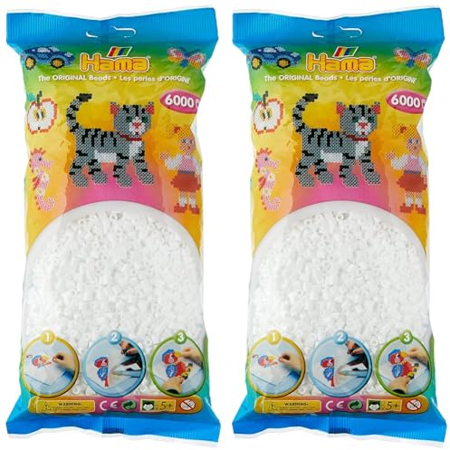 Hama Perlen 205-01 Bgelperlen Weiss 6000 (Packung mit 2)