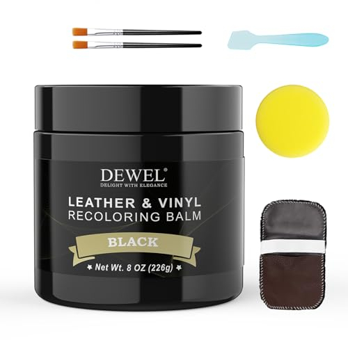 DEWEL Leder Reparatur Set Schwarz 200g Auto Lederpflege Leder Farbbalsam Kunstleder Reparaturset für Leder Restaurierung Risse Löcher von Sofas Autos Jacken Schuhen
