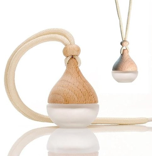 3 Pcs Hanging Car Air Freshener Diffuser 6ml Essential Oil Aromatherapy Fragrance Perfume Bottle Empty Froasted Glass Pendant Vials with Wooden Caps String