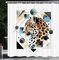ABAKUHAUS Leopard Duschvorhang, Minimalistisches geometrisches Porträt Tier mit Aquarellstil Modern Wild Print, Stoffliches Gewebe Badezimmerdekorationsset mit Haken, 175 x 200 cm, Braun Weiß Blau