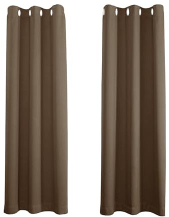 Happy Homewares Chocolate Brown Blackout Curtains - 66 x 72 Inch Drop - Elegant Eyelet Curtains with Thermal Insulation - 2 Panels for Bedroom or Living Room
