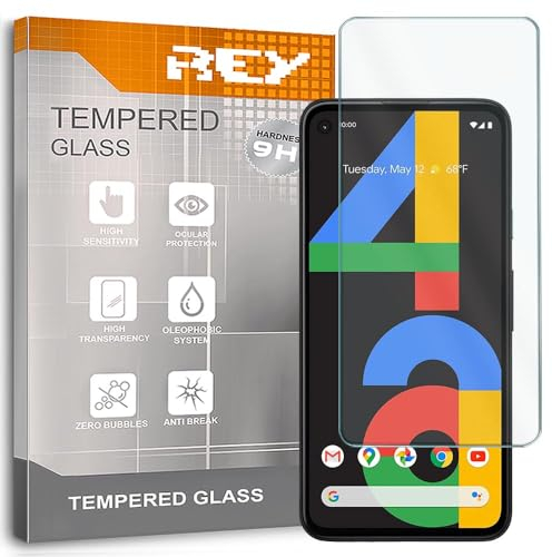 REY Pack 2X Bildschirmschutz aus gehärtetem Glas für Google Pixel 4A 4G, Schutzfolie, Displayschutzfolie 9H+ Härte, Anti-Kratzen-Öl-Bläschen