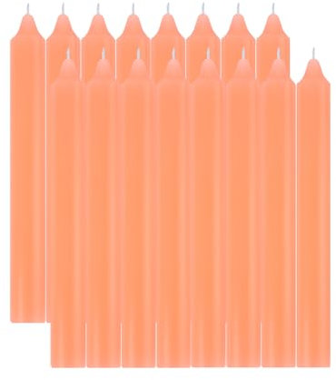 Stabkerzen Neon Orange, Leuchterkerzen 16 Stück Ohne Duft Länge 17 cm