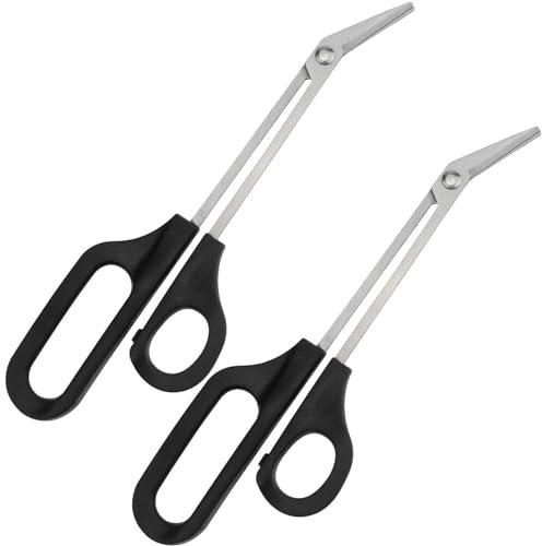 2 Pcs Long Handle Toenail Clippers Scissors for Seniors,Toe Nail Cuticle Scissors Clippers Toenail Cutter Stainless Steel Scissors for Pregnant Women, Black