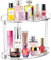 Dewonme Bathroom Organizer Countertop,2 Tier Corner Shelf for Vanity, Acrylic Organizer for Make Up and Dresser Table,18.5x18.5x23cm,Clear