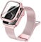Ocaer Kompatibel mit Apple Watch 9 Armband 45mm mit Hülle, Metall Magnetisch iWatch Armband mit Bildschirmschutz für Apple Watch Series 9 8 7, Edelstahl Milanese Loop (Rosa, 45mm mit Hülle)