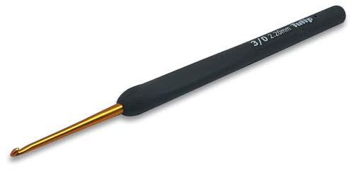 Frida's Wollhaus Tulip Etimo Häkelnadel mit Softgrip Gold Schwarz glatte Hakenspitze 14 Größen (schwarz gold, 2,2)