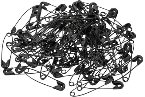 YOKIVE 100 Stück Sicherheitsnadeln, Große Metall-Nähnadeln | Basteln, Ideal für Kleidung, Stricken, Nähen (Schwarz, 1,46 Zoll).