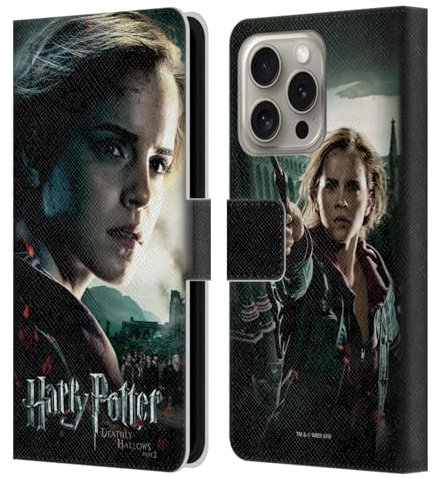 Head Case Designs Offizielle Harry Potter Hermione Granger Deathly Hallows VIII Leder Brieftaschen Handyhülle Hülle Huelle kompatibel mit Apple iPhone 16 Pro