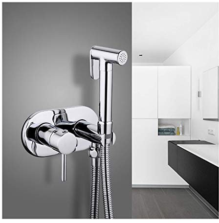 sjdoPulse Cloth Diaper Sprayer Kit Brass Hot And Cold Water Handheld Bidet Sprayer Toilet Kit Single Handle Toilet Sprayer Wall Mounted Bathroom Washroom Set With Shower Hose, Chrome