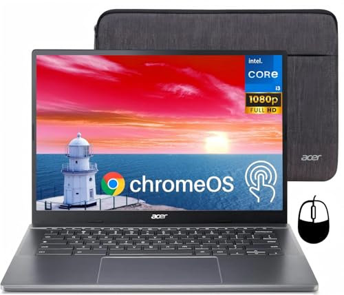 acer Chromebook Plus 514 Touchscreen Laptop, Intel 8-Core i3-N305, 8 GB LPDDR5 RAM, 2 TB SSD, 14 Inch FHD Business Laptop, Wi-Fi 6E, 1080P Webcam, SD Card Reader, Chrome OS+Designed Accessories