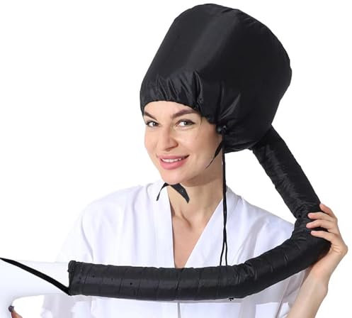 Haartrockner Haarkappe Aufsatz Universal Haardiffusor Haartrockner mit Haube Diffusor Kappe für alle Haartypen (Schwarz)