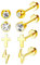Ohrstecker Gold 4 Paar Titan Ohrringe Damen,Medizinische Ohrringe Edelstahl Medizinische Ohrstecker,Ohrringe Gold Set Kreuz,Blitz,Runder Diamant,Geeignet für Jungen und Mädchen