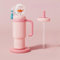 Stainless Steel Whale Fountain Tumbler with Handle – Two Lids, Spill-Proof, Dishwasher Safe, Cute & Perfect for Kids, Teens, and Adults. Whale Cup, 710ml Drinking Cup with Whale Squirt (Pink)