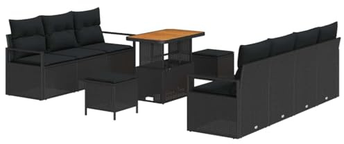vidaXL 4-teiliges Outdoor-Sofa-Set mit Kissen, UV-beständigem Poly-Rattan. Bequeme Sitzgelegenheit für Garten, Terrasse und Balkon. Perfektes Möbel-Arrangement für Deine Lounge!