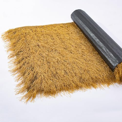 Techo de Paja Artificial Rollo de Paja de Palma Sintética Impermeable,Techo de Paja de Barra Decoración de Techo de Hierba,Cubierta de Paja de Falsa para(Size:1*1m,Color:modelo encriptado y engrosado)