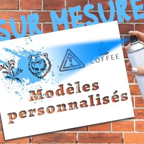 Pochoir Personnalisable pour Peinture Texte/Chiffres/Logo/Motif, Personnalisables Réutilisable Pochoir Alphabet Lettre PVC pour DIY, Graffiti Murale, Bois, Gâteau, Tissu (pochoir personnalisé)