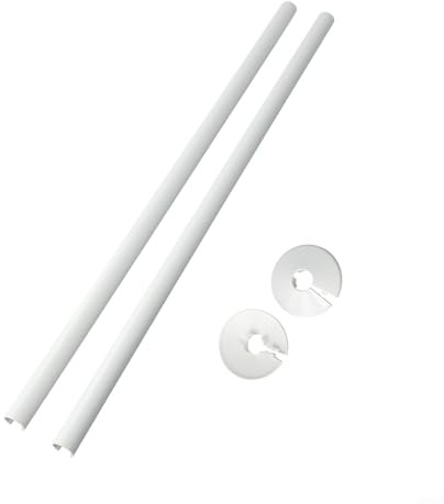 HaloModora Radiator Pipe Covers Set with Collars 15 x 500mm for Copper Plastic Pipes Easy Installation No Glue Required White Black(White)