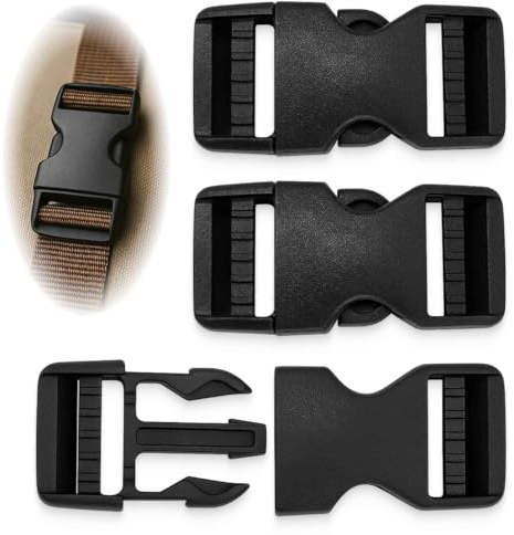 Yowfond 3 Stück Steckschnallen 25mm Beidseitig Verstellbar, Kunststoff Klickverschluss Schwarz für Rucksack, Beckengurt, Hundehalsband, Gurtband, Spanngurte, Ersatzschnallen, Helm Schnellverschluss