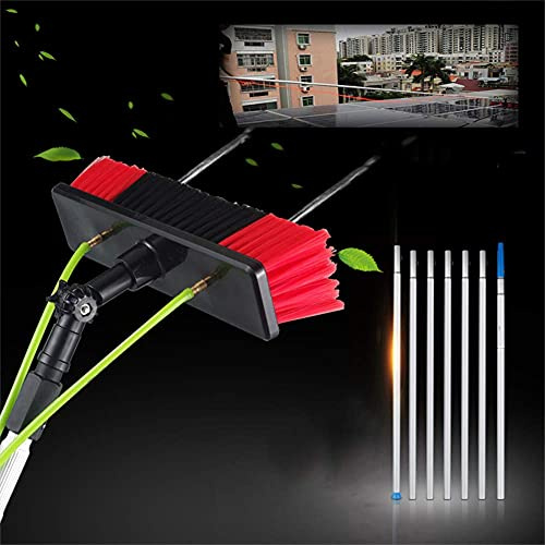 QUSYZD Asta per la Pulizia dei Pannelli solari, Spazzola Estensibile da 12 m con Getto d'Acqua per Camion e finestre, detergente Multiuso per Pannelli fotovoltaici, Asta da 5 m,5m Rod-30Cm Brush Head