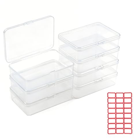 zoshilife 7 Stück Aufbewahrungsbox klein，Transparente Mini Kunststoffbox | 8.5x6.1x2.5CM Transparente Plastikboxen, ideal für Perlen Ringe Ohrringe Büroklammern und Reißzwecken Stapelbar & Praktisch