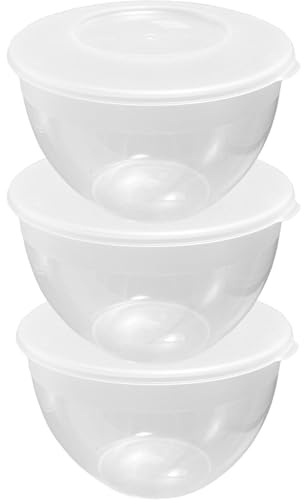 Pluto Packaging Non-Stick Clear Plastic Steam Pudding Bowls | With Sealable Clip On Lids (3, Mixed Set (1 x 0.6L, 1 x 1.2L, 1 x 2L))