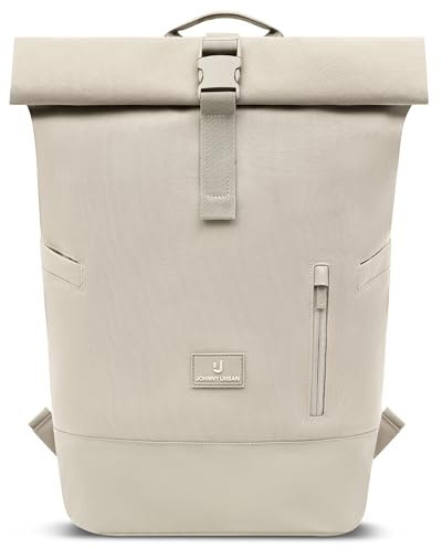 Johnny Urban Rolltop Rucksack Damen & Herren Beige - Luca Medium | Großer Tagesrucksack mit Laptopfach für Arbeit Uni Schule Reise, 17 l, Wasserabweisend