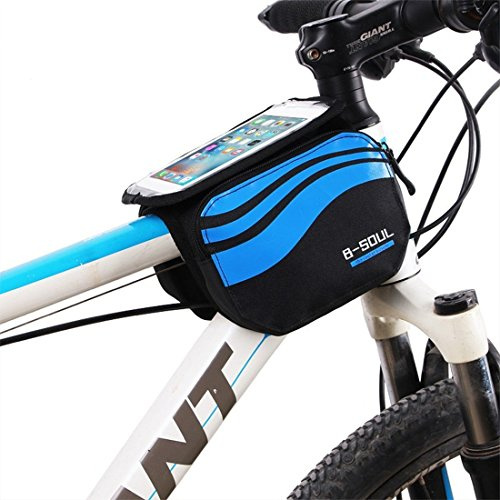 B-Soul - Sacoche avant imperméable avec poche pour smartphone en PVC transparent et 2 poches latérales pour cadre de vélo