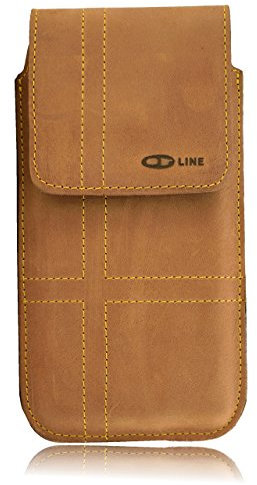OrLine Honor 9 - Étui de protection vertical pour smartphone Honor 9 - Attache pour ceinture et dragonne - Design fin - Cuir nubuck véritable - Marron - Fermeture magnétique - Fait main
