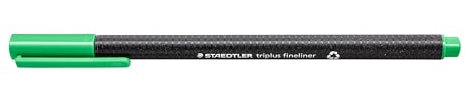 STAEDTLER 334-550 Triplus Fineliner (Dreikant, Superfeine, Metallgefasste Spitze, Linienbreite ca. 0,3 mm, 10 Stück) blassgrün