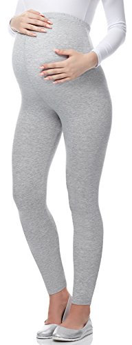 Be Mammy Lange Umstandsleggings aus Viskose Leggings Blickdicht Damen, Maternity Clothing, Ideal für die Schwangerschaft BE-02 (Melange, L)