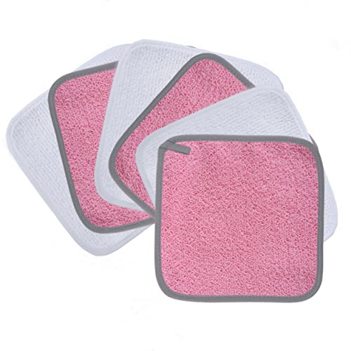Polyte - Premium-Abschminktuch aus Mikrofaser - hypoallergen & frei von Chemikalien - 6 Stück (20x20 cm, Rosa & Weiß)
