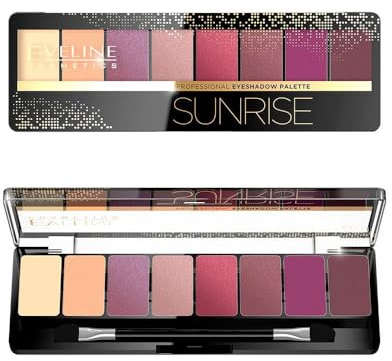 Eveline Cosmetics Eyeshadow Professional Sunrise Eyeshadow Palette – 8 Vibrant Shades, Long-lasting Vegan Formula