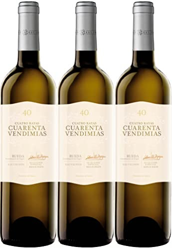 CUATRO RAYAS Cuarenta Vendimias Sauvignon - Vino Blanco DO Rueda (3 Botellas x 750ml)