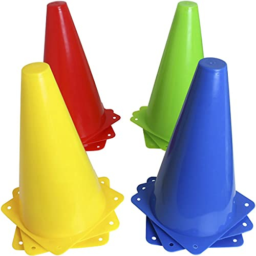 CampTeck U7154, Sport Leitkegel, Sport Pylonen, Markierkegel, Verkehrsleitkegel, Markierungskegel -Mehrfarbig -12 Stk