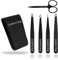 GeekerChip 5 Pcs pince a epiler,Professionnelle Acier Inoxydable Ciseaux,professionnelle pour Sourcils,Idéal pour L'épilation du Visage,pour votre routine quotidienne de beauté