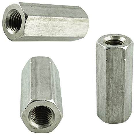 M6 X 20 mm (5 Stück) Gewindemuffe SW10 - Langmutter - Edelstahl VA A2 V2A - Sechskant-muffe rostfrei | AGBERG