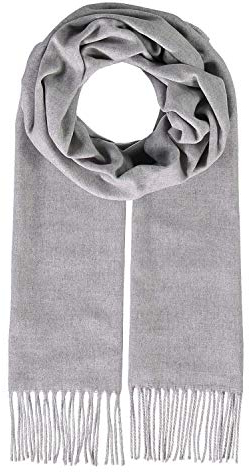 fiebig Cashmink Schal in Uni | Halstuch für Damen & Herren in Größe 180 x 30 cm | Made in Germany (One Size, Hellgrau)