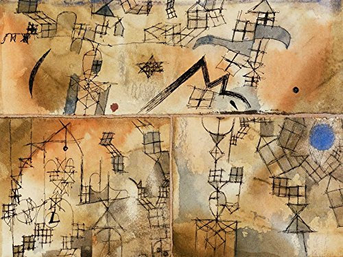 Kunstdruck auf Holz, dreiteilige Zusammensetzung Klee Paul – abstraktes horizontales Bild dreiteiliger Zusammensetzung, Kunstdruck, 56 x 74 cm