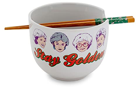 Silver Buffalo The Golden Girls Stay Golden 20-Ounce Ceramic Ramen Bowl and Chopstick Set