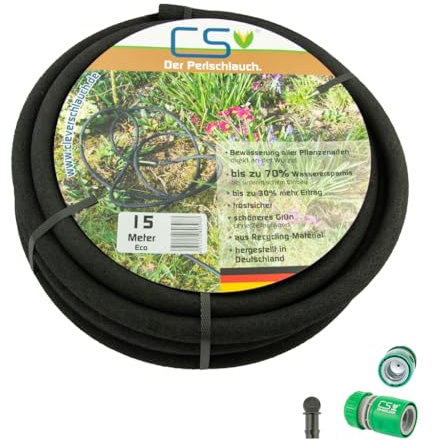 CS Perlschlauch - Bewässerungsschlauch 15 Meter mit Reduzierung für die Gartenbewässerung