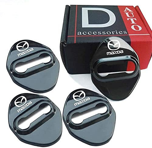 4Pcs Stainless Steel Car Door Lock Cover for Mazda 3 6 Miata Mx-5 Cx-3 Cx-5 Cx-9, Car Door Lock Latches Cover Protector Caps, Anti-Corrosion Protective Decoration Cover