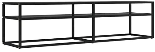 vidaXL TV Schrank Lowboard TV Möbel Tisch Board Sideboard Fernsehtisch Fernsehschrank HiFi-Schrank Schwarz 160x40x40,5cm Hartglas Stahl