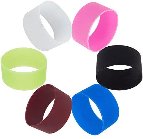 GORGECRAFT 6 Colors Silicone Bands for Sublimation Tumbler Reusable Cup Sleeve Nonslip Heat Resistant Rubber Bands Paper Holder Ring Bands for Thermoses Travel Mugs Water Bottle