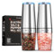 SimCoker Electric Pepper and Salt Grinder Set,Battery Powered Adjustable Coarseness,Stainless Steel Gravity Pepper Mills for BBQ Kitchen Resturant