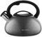 Tetera FLORINA (2,5 l) | Tetera Acero Inoxidable l LAVA | Tetera Flauta Asa Silicona | Silbato Automático | Tetera Estufa Inducción, Estufa Gas y Estufa Eléctrica | Color: Gris