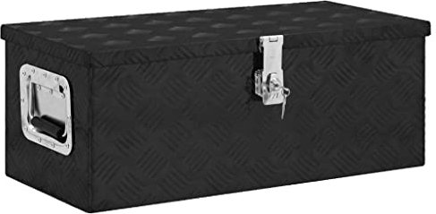 Alubox abschließbar Werkzeugkasten Transportbox Metallbox mit Deckel Aluminiumbox Werkzeugbox Aluminiumkiste Alu Box Transportkiste, Schwarz 70x31x27 cm Aluminium