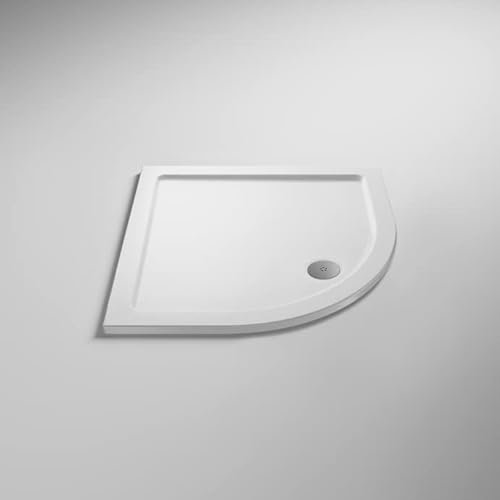 VeeBath Space Slimline Quadrant Stone Resin Shower Tray for Walk in Wet Room Enclosure Cubicle - 700 x 700mm